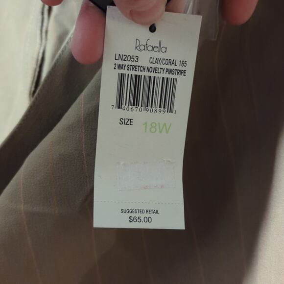 NWT Rafaella 18W Classic Brown Pinstripe Trousers - Picture 8 of 11